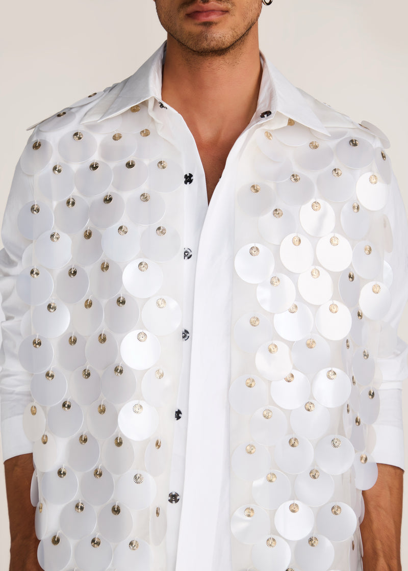 ROSANI The Yugma vest in pearl - pearl chandelier-embellished viscose vest, craft detail