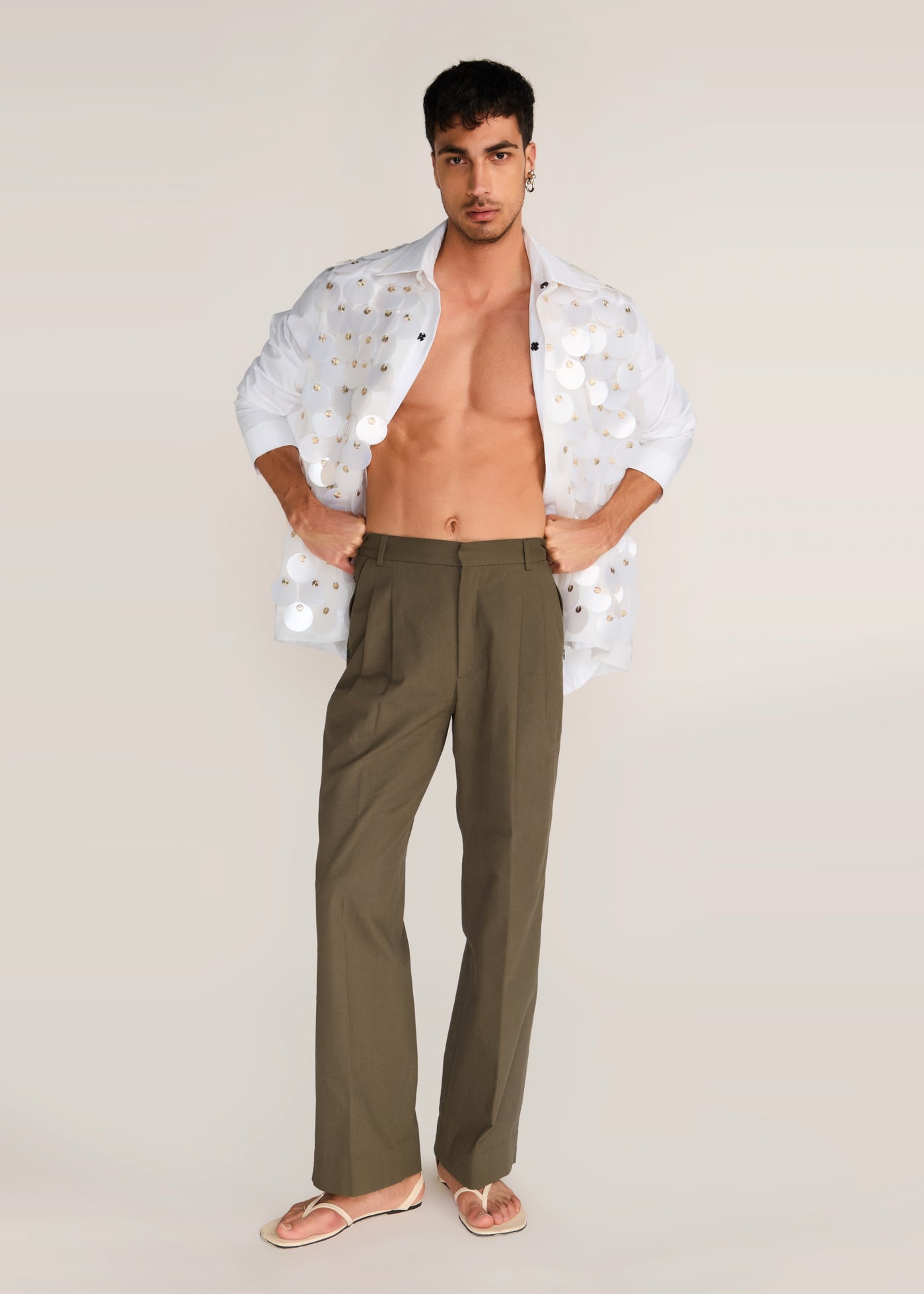 ROSANI The Yugma vest in pearl - pearl chandelier-embellished viscose vest, front view