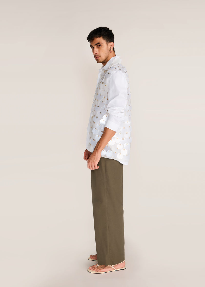 ROSANI The Yugma vest in pearl - pearl chandelier-embellished viscose vest, side view