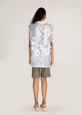 ROSANI The Yugma vest in pearl - pearl chandelier double-disc hand-embroidered vest, back view
