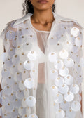 ROSANI The Yugma vest in pearl - pearl chandelier double-disc hand-embroidered vest, craft detail