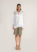 ROSANI The Yugma vest in pearl - pearl chandelier double-disc hand-embroidered vest, front view