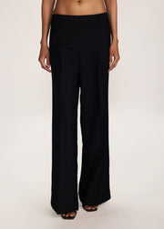 ROSANI The Structure trouser in black - wide-leg trouser with expanded hem volume and belt-free waistband, front view