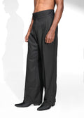 ROSANI The Pulse trouser in black - high waistband pleated trousers, front side view