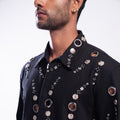 ROSANI The Arnos jacket, close-up of metallic surface work on heavy cotton front.