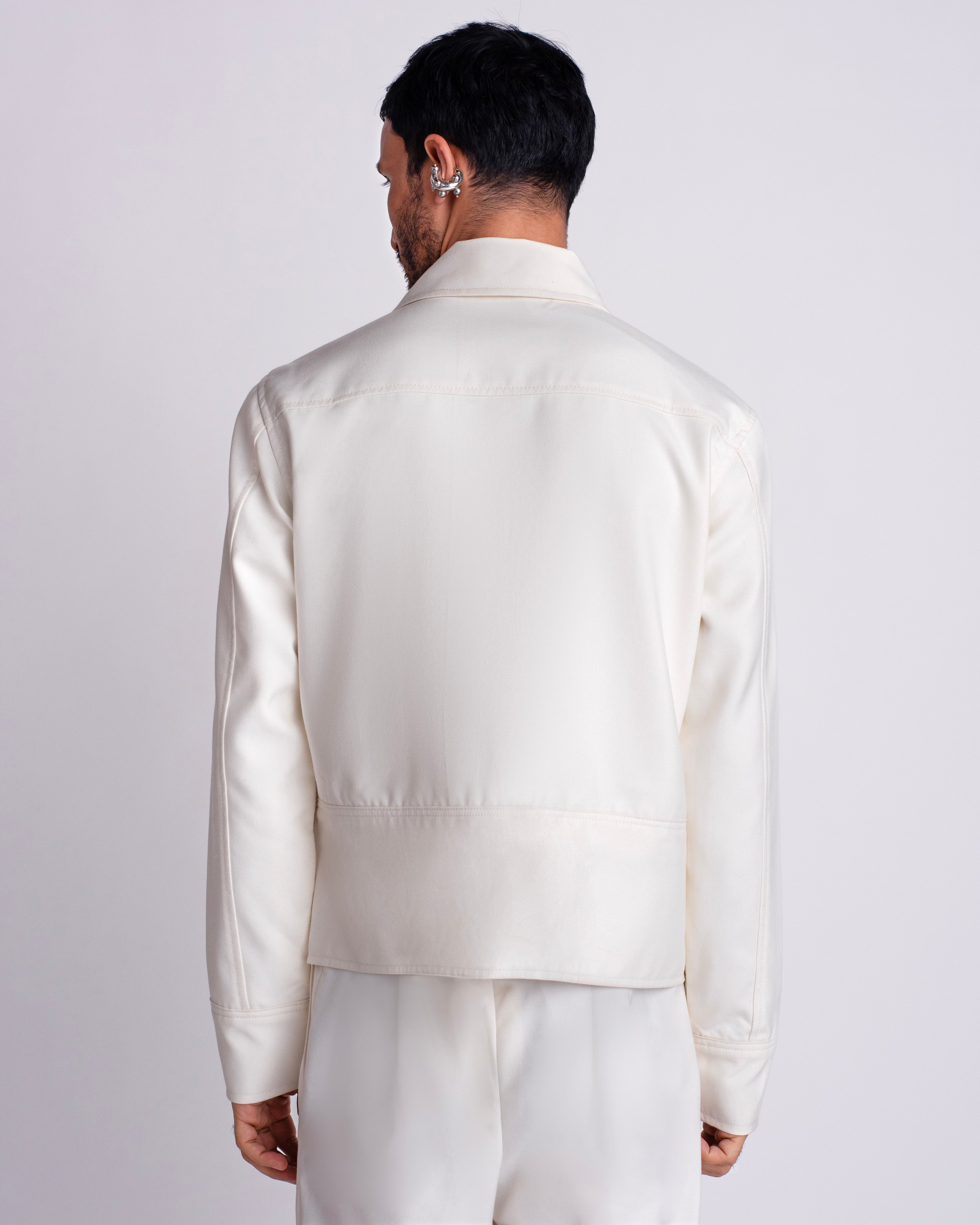 ROSANI The Charlie jacket in white. Back view. ANIMA and ANIMUS collection.
