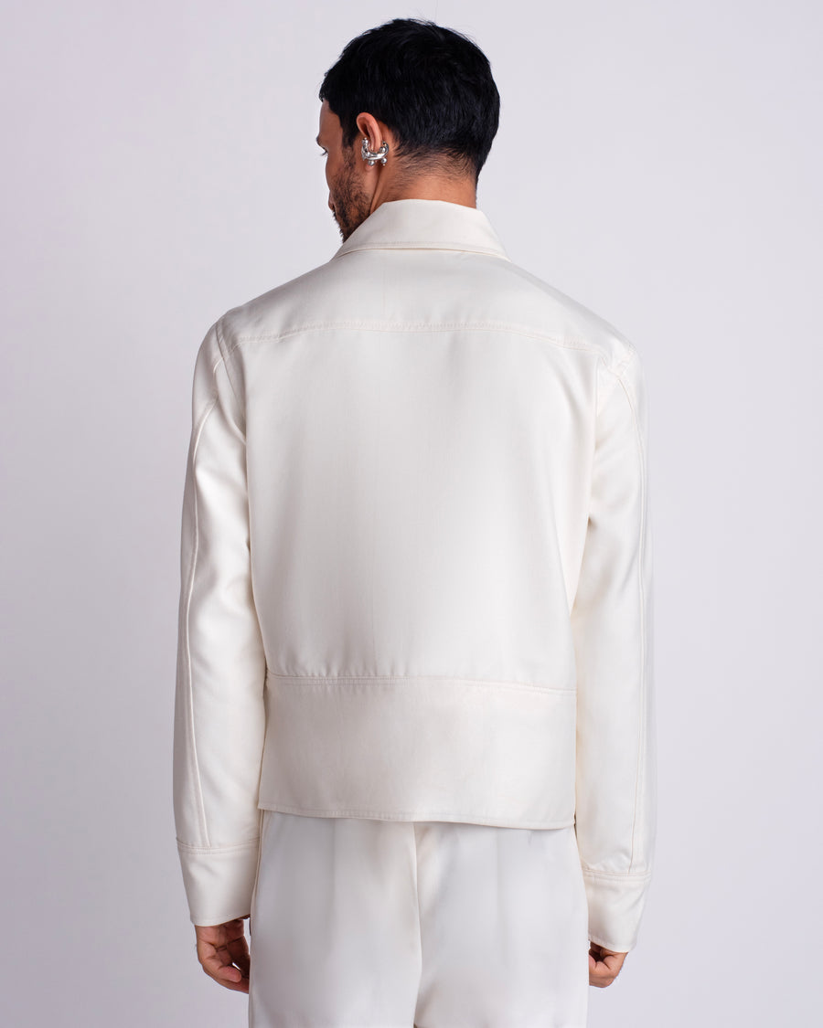 ROSANI The Charlie jacket in white. Back view. ANIMA and ANIMUS collection.