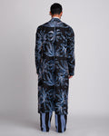 ROSANI The Noah coat in black. Back view showing full hand cutwork and thread embroidery surface. ANIMA and ANIMUS collection.