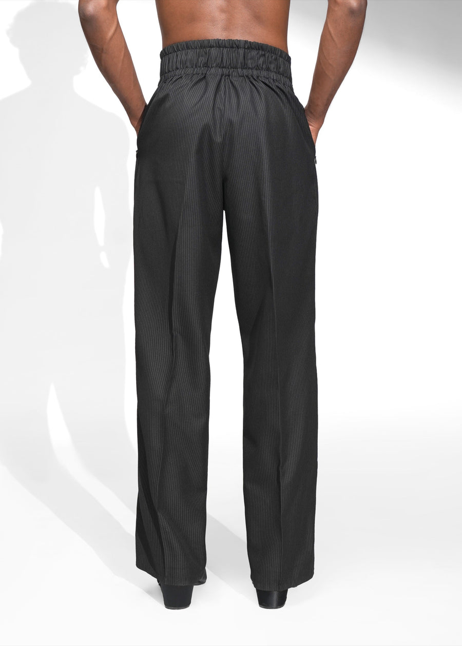 ROSANI The Pulse trouser in black - high waistband pleated trousers, back view showing elastic waistband