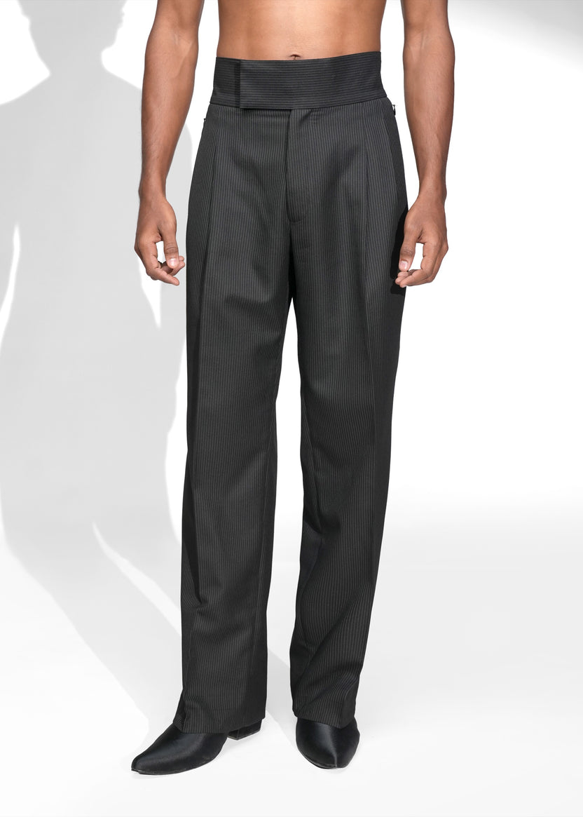 ROSANI The Pulse trouser in black - high waistband pleated trousers, front view