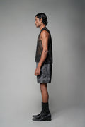 ROSANI The Void t-shirt in black - laser-cut suiting sleeveless vest, side view