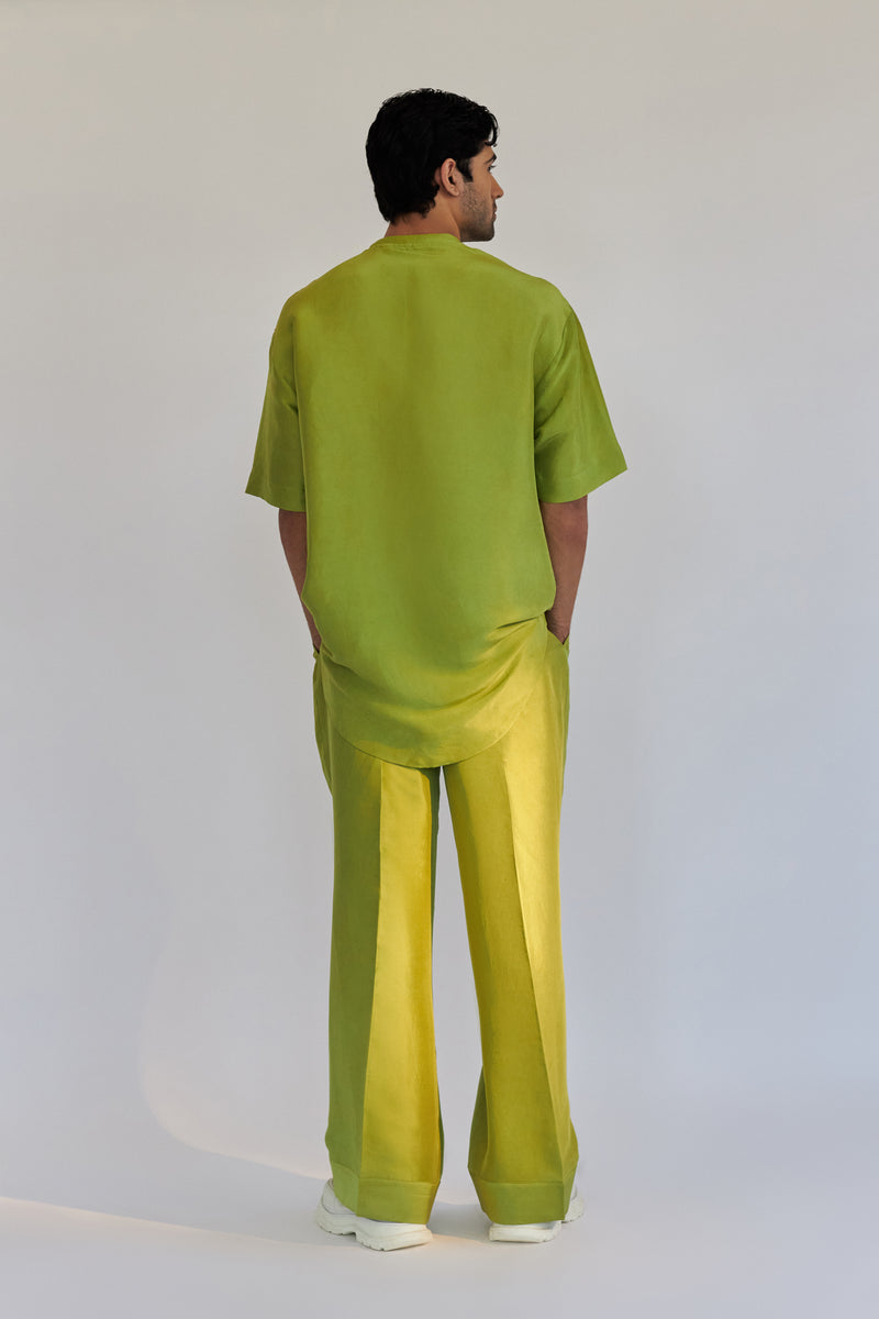ROSANI The Anto t-shirt in chartreuse, side view.